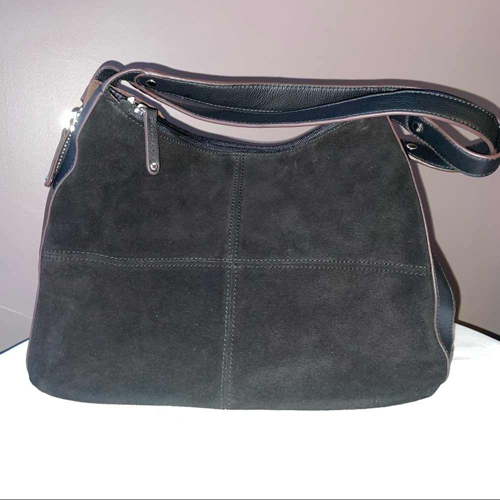 TIGNANELLO Suede Black Shoulder Bag
